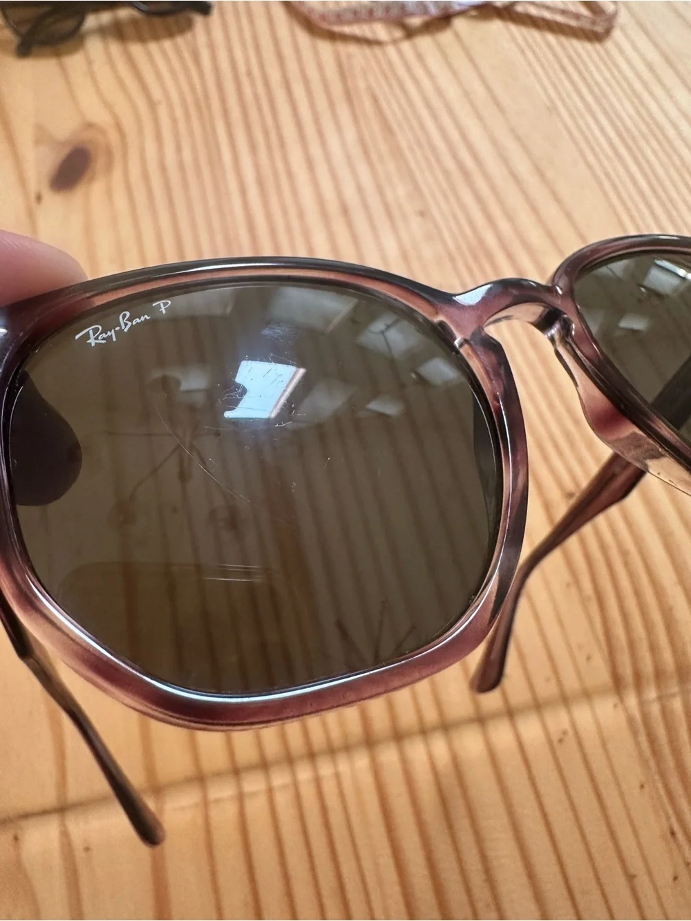 Ray-Ban Pink Transparent Frame Polarized Sunglasses